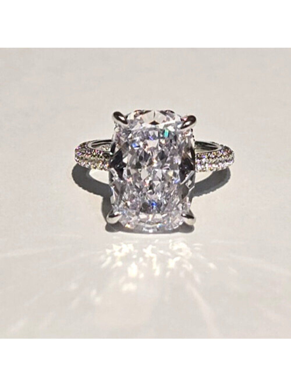 Sterling Silver Radiant Cut CZ Cocktail Engagement Pinky Ring size 5 Claw Prongs